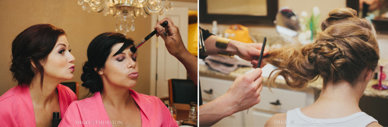 bride and bridesmaids having fun and getting ready for a Dallas Texas wedding