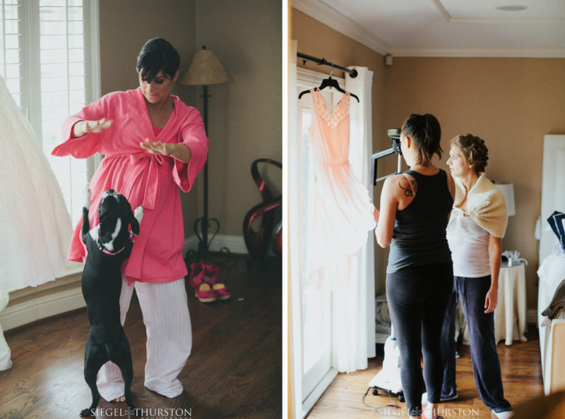 bride and bridesmaids having fun and getting ready for a Dallas Texas wedding