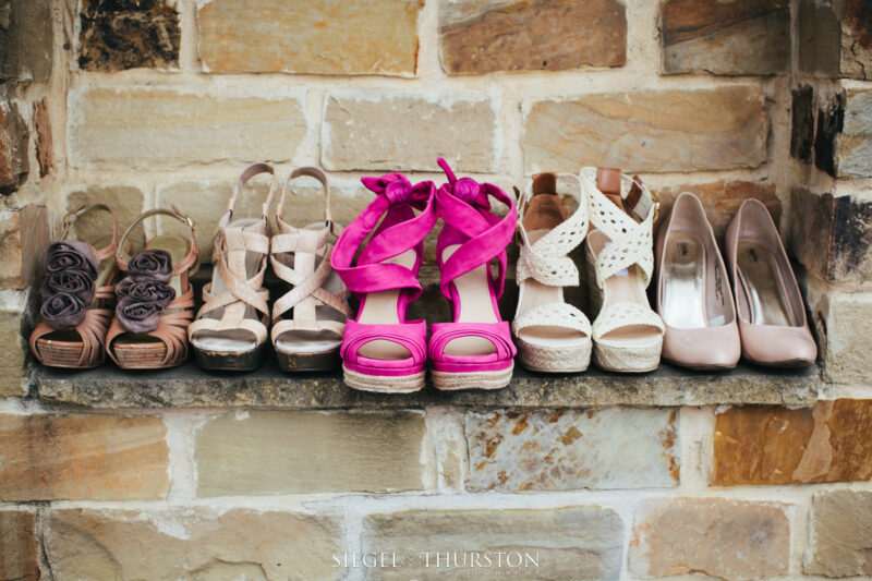 pink and blush bride and bridesmaid shoes